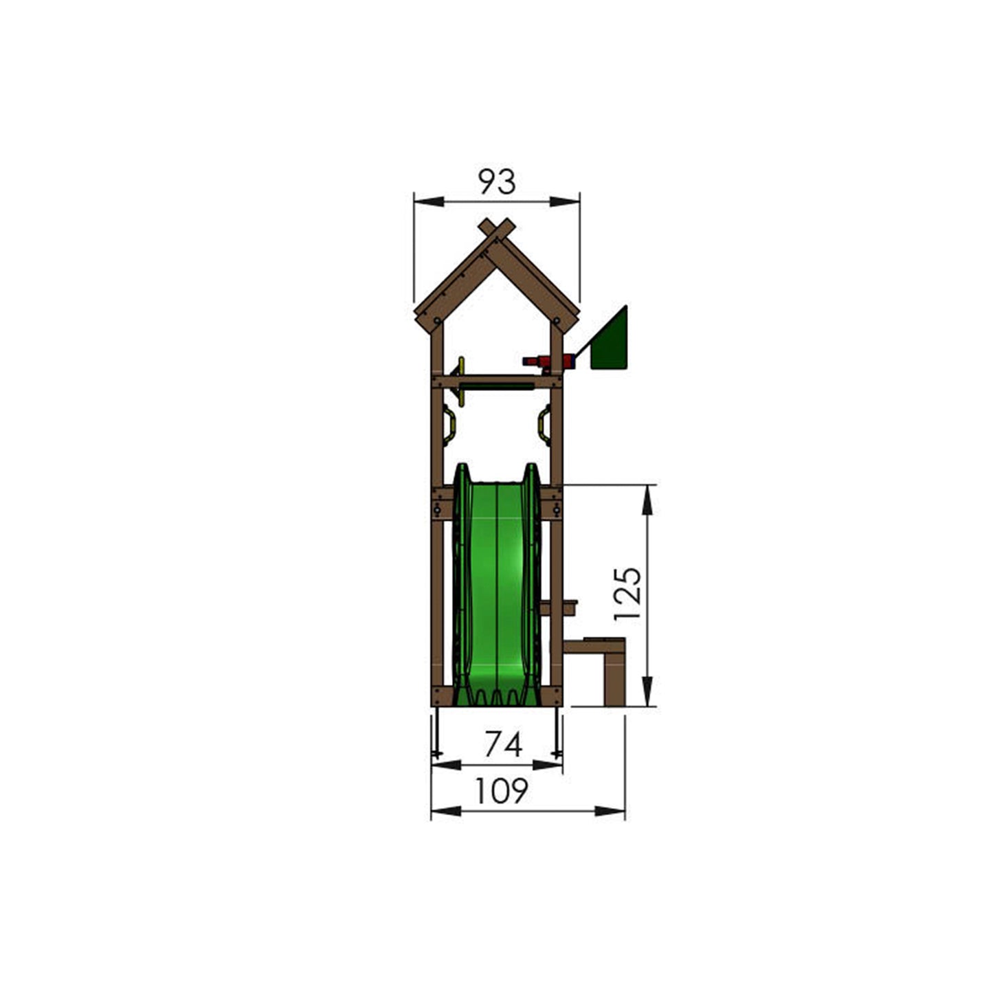 Leikkitorni Jungle Gym Totem, punainen liukumäki
