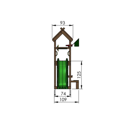 Leikkitorni Jungle Gym Totem, punainen liukumäki