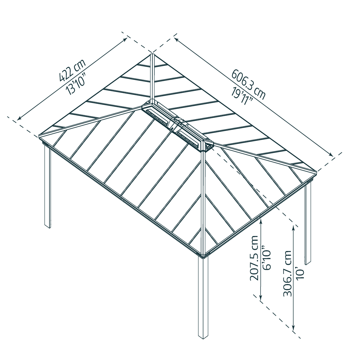 Paviljonki Dallas 4.2 x 6 m harmaa Palram - Canopia