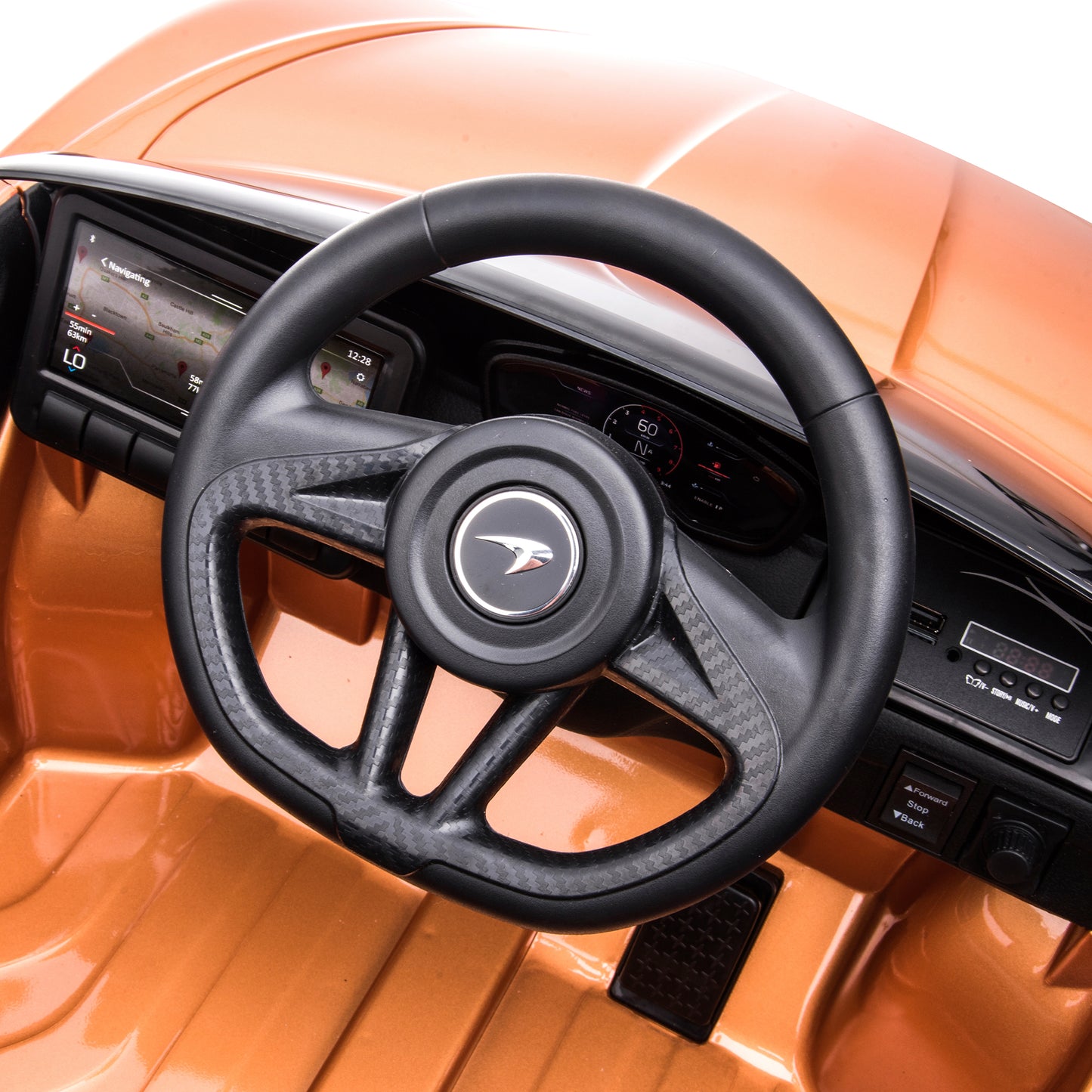 Sähköauto McLaren GT 12V4,5AH, EVA-renkaat, nahkaistuin, BT, spraymaalattua kuparia NORDIC PLAY