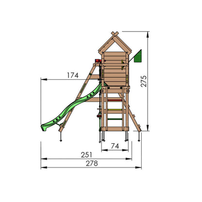 Leikkitorni Jungle Gym Resort, 2-Climb Module 200 ja sininen liukumäki