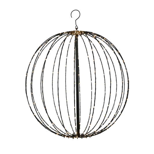 Metallipallo musta, LED valoilla, 320 lediä, Ø50 cm, 230V NORDIC WINTER