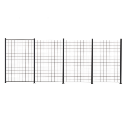 4 Paneelia säleikköä 150 x 100 cm, antrasiitti, mukana 5 kpl 158cm alumiinitolppaa