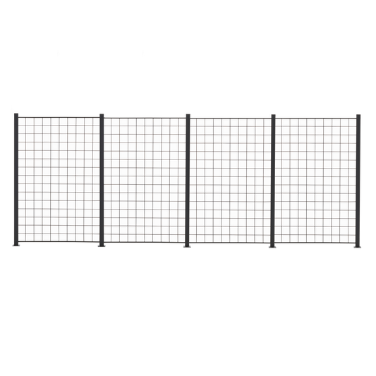 4 Paneelia säleikköä 150 x 100 cm, antrasiitti, mukana 5 kpl 158cm alumiinitolppaa