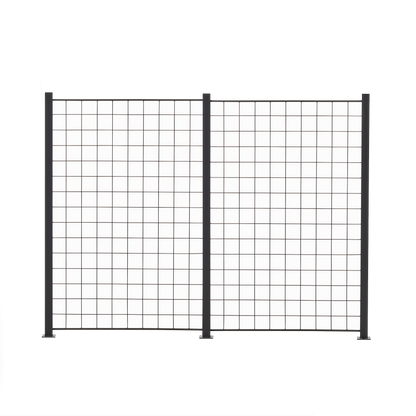 2 paneelia säleikköä 150 x 100 cm, antrasiitti, mukana 3 kpl 158cm alumiinitolppaa