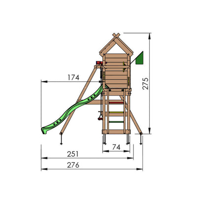 Leikkitorni Jungle Gym Resort, 2-Swing Module 200 ja punainen liukumäki