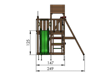 Leikkitornikokonaisuus Jungle Gym Safari 2-Swing Module 200 ja sininen liukumäki