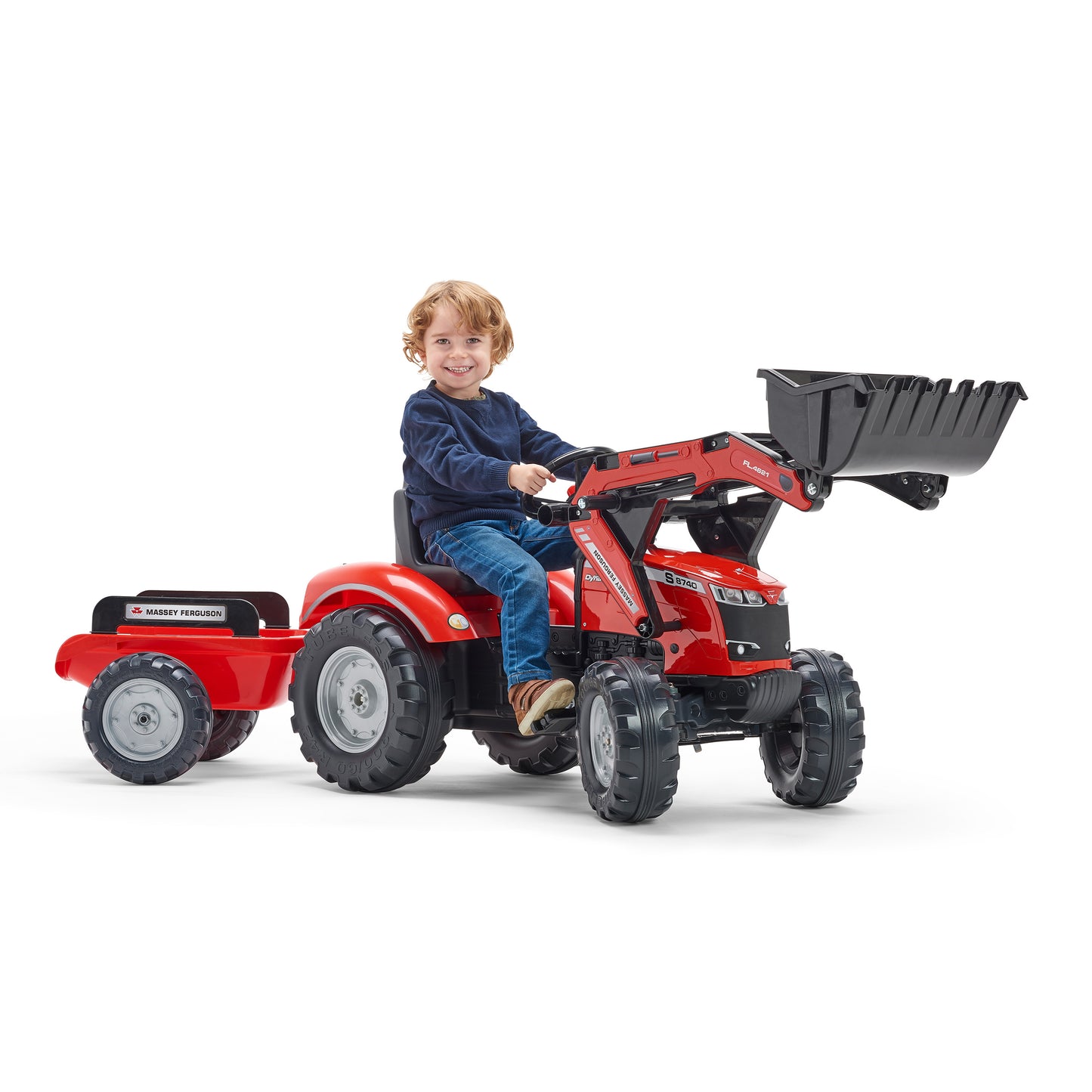 Kuormaajalla ja peräkärryllä FALK Massey Ferguson