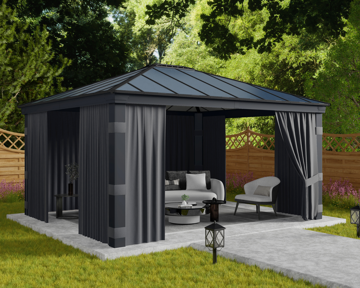 Verhosetti, 4 verhoa, sopii 4,2 x 4,8 m Dallas -paviljonkiin