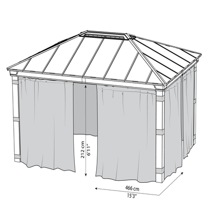 Verhosetti, 4 verhoa, sopii 4,2 x 4,8 m Dallas -paviljonkiin