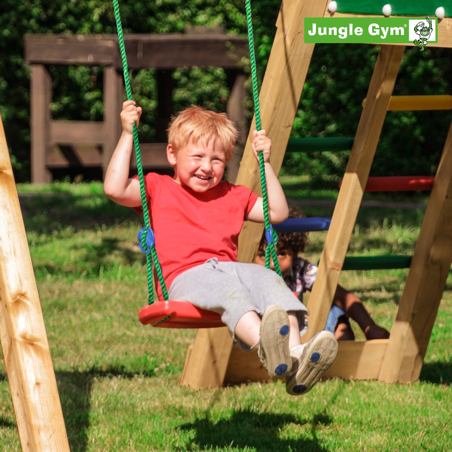 Swing, punainen keinuistuin, sisältää köyden Jungle Gym