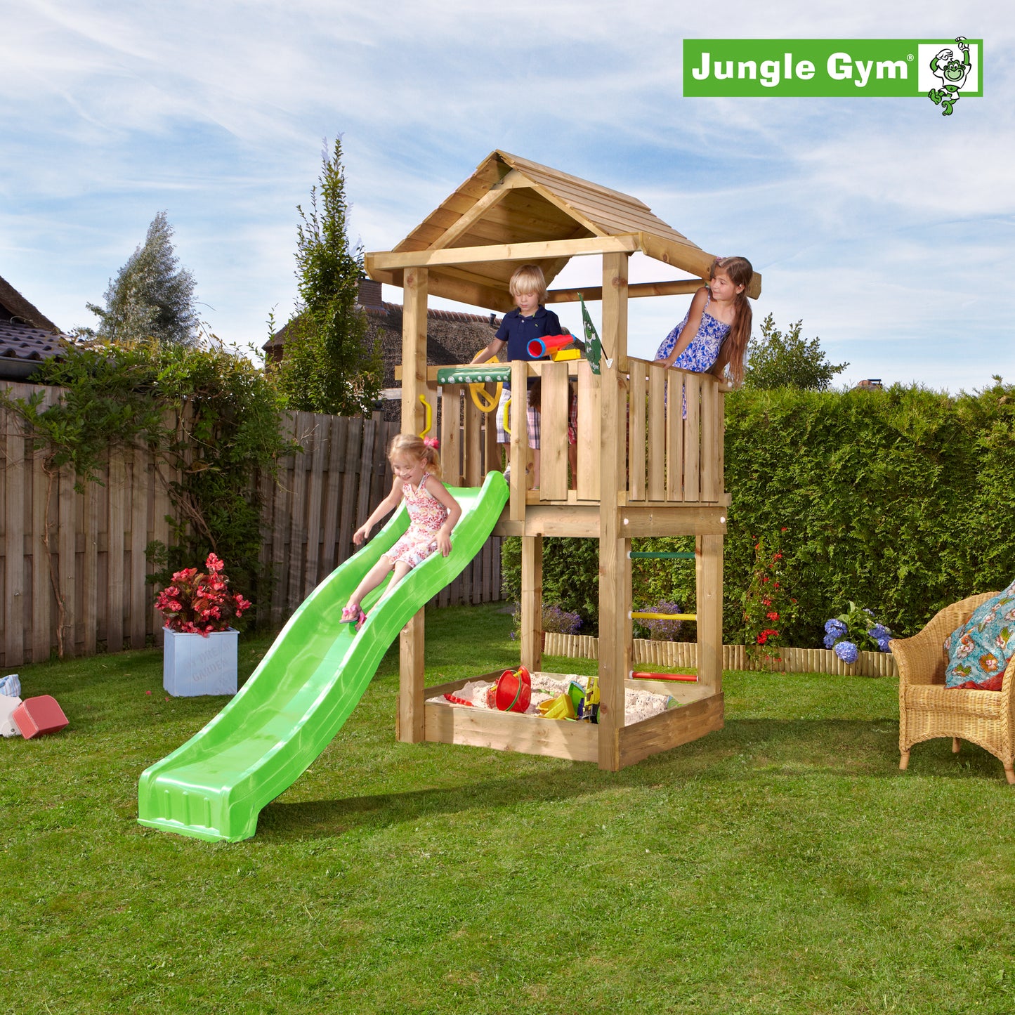 Leikkitornikokonaisuus Jungle Gym House 2.1 ilman liukumäkeä