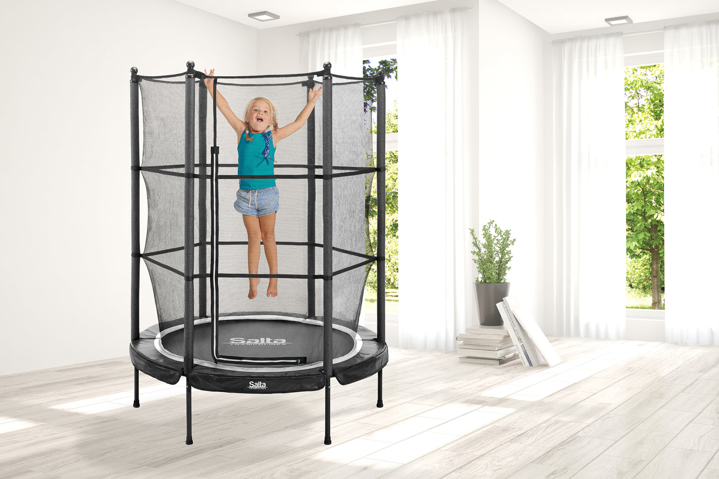 Trampoliini Junior Ø139x189 cm, musta Salta