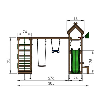 Leikkitorni Jungle Gym Totem, 2-Climb Module 200 ja sininen liukumäki